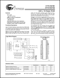 CY7C1021B-12ZC datasheet: 64K x 16 Static RAM, 5V, 12ns CY7C1021B-12ZC