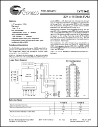 CY7C1024AV33-15AC datasheet: 128K x 24 static RAM, 3.3V, 15ns CY7C1024AV33-15AC