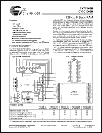 CY7C109B-12ZC datasheet: 128K x 8 static RAM, 5V, 12ns CY7C109B-12ZC