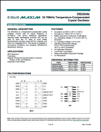 DS32KHZ-N/WBGA datasheet: 32.768kHz temperature-compensated crystal oscillator DS32KHZ-N/WBGA