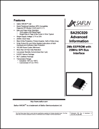 SA25C020LEMLF datasheet: 2.7-3.6V; 2Mb EEPROM with 25MHz SPI bus interface SA25C020LEMLF