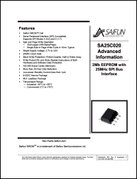 SA25C020LEMN datasheet: 2.7-3.6V; 2Mb EEPROM with 25MHz SPI bus interface SA25C020LEMN