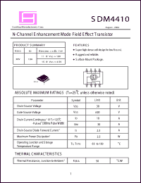 SDM4410 datasheet: 30V; 10A; N-channel enchanced mode field effect transistor SDM4410