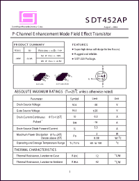 SDT452AP datasheet: 30V; 5.3A; 3W; P-channel enchanced mode field effect transistor SDT452AP