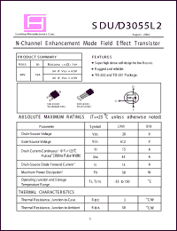 SDU3055L2 datasheet: 20V; 15A; 50W; N-channel enchanced mode field effect transistor SDU3055L2