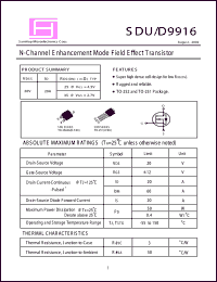 SDD9916 datasheet: 20V; 20A; 50W; N-channel enchanced mode field effect transistor SDD9916