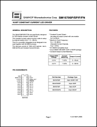 SM16706F datasheet: 0-7.0V; 90mA; 16-bit constant current LED driver. SM16706F