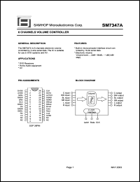 SM7347A datasheet: 16V; 1000mW; 6 channel volume controller. For DVD receivers, home audio equipment, AV SM7347A