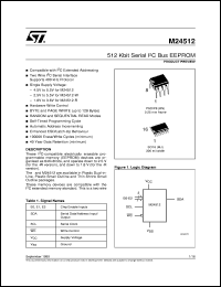 M24512 datasheet: 512 KBIT SERIAL I 2 C BUS EEPROM M24512