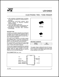 LS1240A datasheet: ELECTRONIC TWO-TONE RINGER LS1240A