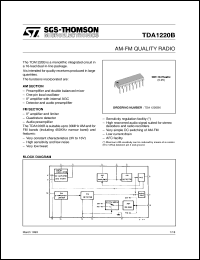 TDA1220B datasheet: AM-FM QUALITY RADIO TDA1220B