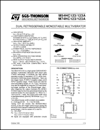 M74HC123 datasheet: DUAL RETRIGGERABLE MONOSTABLE MULTIVIBRATOR M74HC123