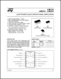 LM124 datasheet: LOW POWER QUAD OPERATIONAL AMPLIFIERS LM124
