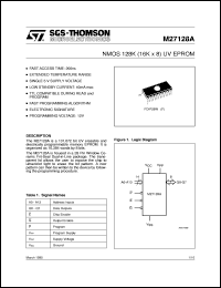 M27128A datasheet: NMOS 128 KBIT (16KB X8) UV EPROM M27128A