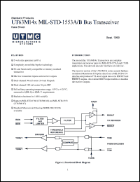 UT63M-147CCC datasheet: Monolithic transceiver, 5V operation. Idle low transciver. Lead finish gold. Mil temp. UT63M-147CCC