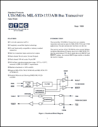 UT63M-147CPX datasheet: Monolithic transceiver, 5V operation. Idle low transciver. Lead finish optional. Phototype. UT63M-147CPX