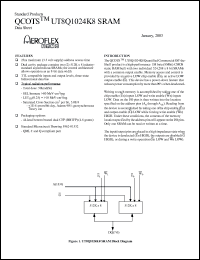 5962D0153201TYA datasheet: 1024K8 SRAM: SMD. 25ns access time, 3.3V operation. QML class T. Lead finish hot solder dipped. Total dose 1E4(10krad(Si)). 5962D0153201TYA