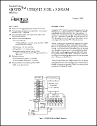 UT8Q512-20ICC datasheet: 512K x 8 SRAM. 20ns access time, 3.3V operation. Lead finish gold. Military temperature range flow. UT8Q512-20ICC