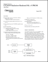 5962G9687302VXC datasheet: Radiation-hardenet 8Kx8 PROM: SMD. 45ns access time, TTL inputs, CMOS/TTL compatible outputs. Class V. Lead finish gold. Total dose 5E5rads(Si) 5962G9687302VXC