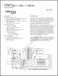 UT8R128K32-15WCA datasheet: 128K x 32 SRAM. 15ns access time. Lead finish hot solder dipped. UT8R128K32-15WCA