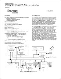 UT80CRH196KDS-WCX datasheet: Microcontroller. Lead finish optional. UT80CRH196KDS-WCX