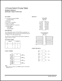 UT54ACTS00 datasheet: Radiation-hardened quadruple 2-input NAND gate. UT54ACTS00