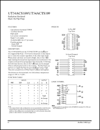 UT54ACS109 datasheet: Radiation-hardened dual J-K flip-flop. UT54ACS109