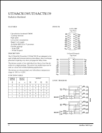 UT54ACS139 datasheet: Radiation-hardened. UT54ACS139