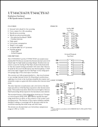 UT54ACTS163 datasheet: Radiation-hardened 4-bit synchronous counter. UT54ACTS163