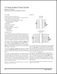 UT54ACTS190 datasheet: Radiation-hardened synchronous 4-bit up-down BCD counter. UT54ACTS190