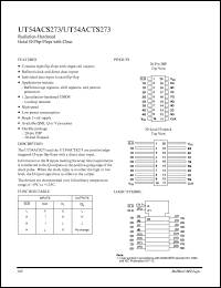 UT54ACTS273 datasheet: Radiation-hardened octal D-flip-flop with clear. UT54ACTS273