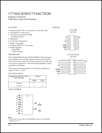 UT54ACS280 datasheet: Radiation-hardened 9-bit parity generator/checker. UT54ACS280