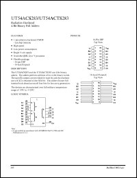 UT54ACTS283 datasheet: Radiation-hardened 4-bit binary full adder. UT54ACTS283