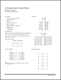 UT54ACTS34 datasheet: Radiation-hardened hex noninverting buffer. UT54ACTS34