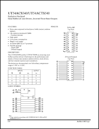 UT54ACS540 datasheet: Radiation-hardened octal bufer & line driver, inverted three-state outputs. UT54ACS540