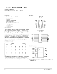 UT54ACTS74 datasheet: Radiation-hardened dual D flip-flop with clear & preset. UT54ACTS74