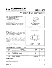 AM1214-175 datasheet: L-BAND RADAR APPLICATIONS RF & MICROWAVE TRANSISTORS AM1214-175