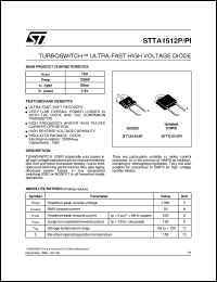 STTA1512P datasheet: TURBOSWITCH - ULTRA-FAST HIGH VOLTAGE DIODE STTA1512P