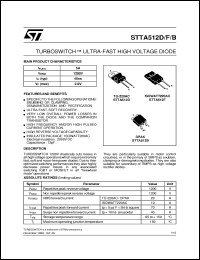 STTA512D datasheet: TURBOSWITCH - ULTRA-FAST HIGH VOLTAGE DIODE STTA512D