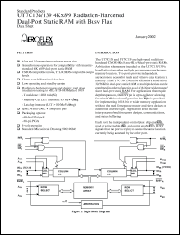 UT7C138C55WCA datasheet: 4Kx8 dual-port SRAM. Lead finish solder. 55ns access time. CMOS-compatible inputs, 5.5V operation. Total dose none. UT7C138C55WCA
