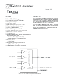 UT54LVDS218UCC datasheet: Deserializer. Lead finish gold. UT54LVDS218UCC