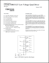 UT54LVDS031LV-UCX datasheet: Low voltage quad driver. Lead finish factory option. UT54LVDS031LV-UCX