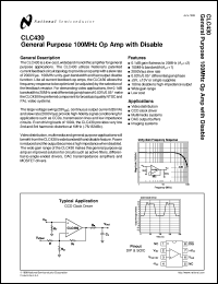 CLC430AWG-MPR datasheet: General Purpose 100 MHz Op Amp with Disable CLC430AWG-MPR