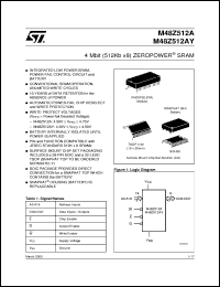 M48Z512A-85PM1 datasheet: 4 MBIT (512KB X 8) ZEROPOWER SRAM M48Z512A-85PM1