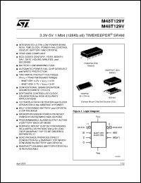 M48T129Y-70PM1 datasheet: 3.3V-5V 1 MB (128K X 8) TIMEKEEPER SRAM M48T129Y-70PM1