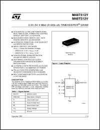 M48T512V datasheet: 3.3V-5V 4 MB (512K X 8) TIMEKEEPER SRAM M48T512V