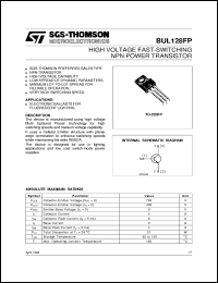 BUL128FP datasheet: HIGH VOLTAGE FAST-SWITCHING NPN POWER TRANSISTOR BUL128FP