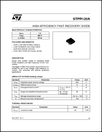 STPR120A datasheet: HIGH EFFICIENCY FAST RECOVERY DIODE STPR120A