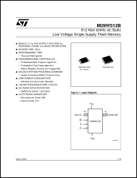 M29W512B datasheet: 512 KBIT (64KB X8, BULK) LOW VOLTAGE SINGLE SUPPLY FLASH MEMORY M29W512B