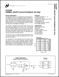 CLC446MDC datasheet: 400 MHz, 50mW Current-Feedback Op Amp CLC446MDC